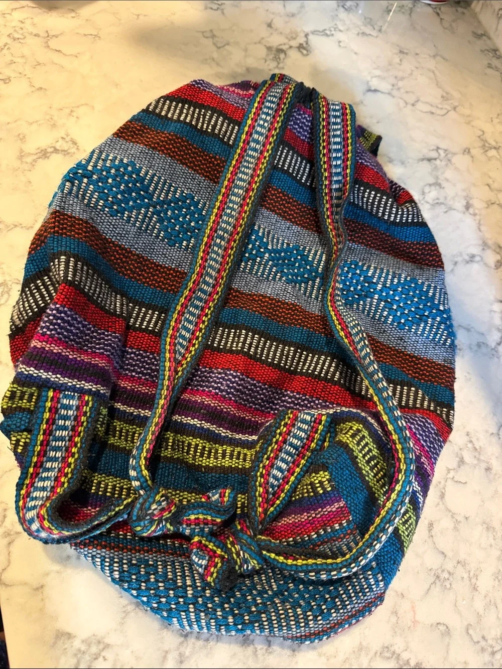 Colorful Woven Boho Backpack - Multicolor